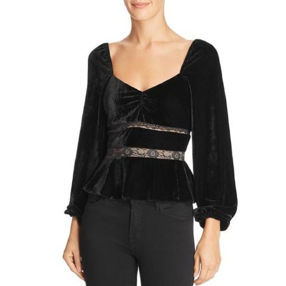 Saylor Juliet Inspired Black Velvet and Lace Top with Peplum NEW Size M - Picture 5 of 9